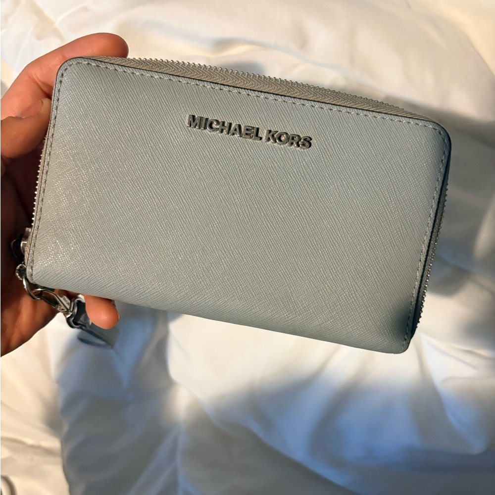 Michael Kors Light Gray Zip-Around Wallet